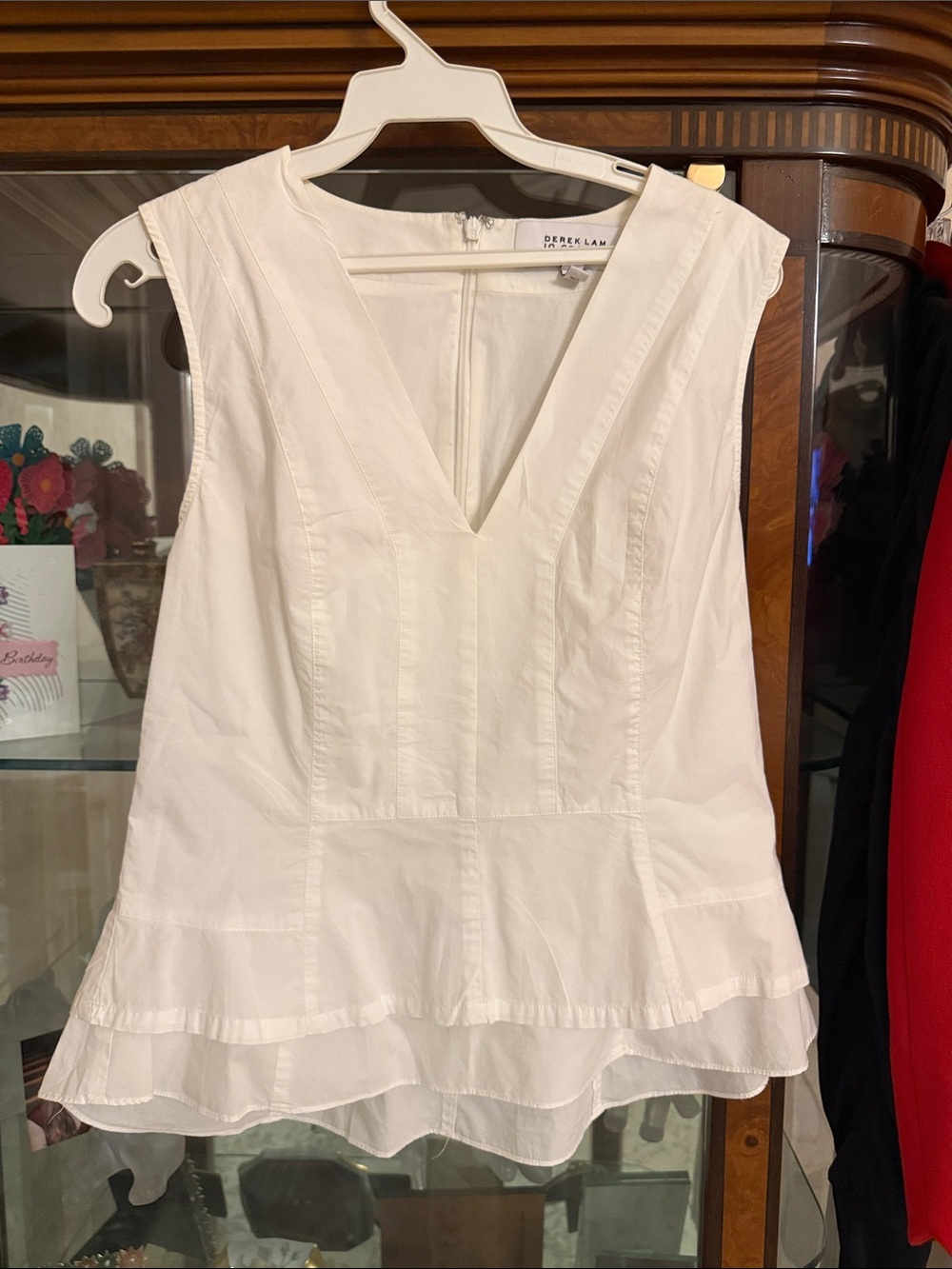 Derek Lam White V-Neck Peplum Camisole Top